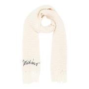 Effen wollen sjaal met franjes en borduursels Moschino , White , Dames