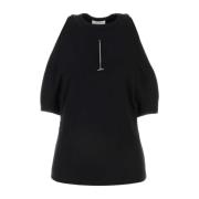 Stretch Katoen Zwarte Top Alexander McQueen , Black , Dames