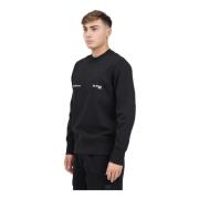 Zwarte Crewneck Sweater met Flocked Logo Calvin Klein Jeans , Black , ...