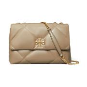 Diamantgestikte leren schoudertas Tory Burch , Beige , Dames