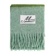 Gestreepte Mohair Sjaal met Franjes Marni , Green , Unisex