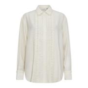 Elegante Lange Blouse met Kant Details Copenhagen Muse , White , Dames