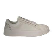 Witte leren sneaker met grijs inzetstuk Gcds , White , Heren