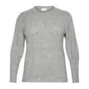 Grijze Melange Gebreide Trui Kaffe Curve , Gray , Dames