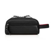 Zwarte Leren Reistas Christian Louboutin , Black , Heren