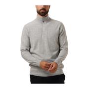 Heren Half Zip Knoop Pullover Sweater Profuomo , Gray , Heren