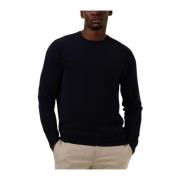 Navy Crewneck Pullover Sweater Profuomo , Blue , Heren