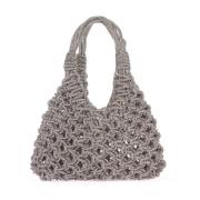 Kristalversierde Leren Handtas Hibourama , Gray , Dames