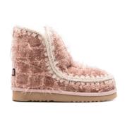 Roze Eskimo Laarzen met Chenille Textuur Mou , Pink , Dames