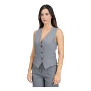 Grijze Damesvest Klassieke Stijl ViCOLO , Gray , Dames