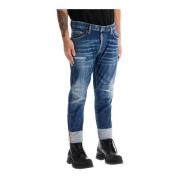 Vernietigde Sailor Jeans met Enkelrol Dsquared2 , Blue , Heren