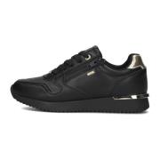 Zwarte Lage Sneakers met Gouden Accenten Mexx , Black , Dames