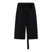 Zwarte wollen shorts met zelfbindende sjerp Valentino , Black , Dames