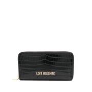 Zwarte Krokodileffect Ritsportemonnee Love Moschino , Black , Dames