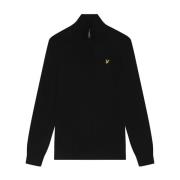 Quarter Zip Merino Katoen Trui Lyle & Scott , Black , Heren