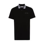 Logo Print Polo T-shirt Zwart/Wit Versace Jeans Couture , Black , Here...