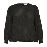 Zwart Diepe Blouse met Pofmouwen Kaffe Curve , Black , Dames