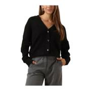 Zwart Wol Cardigan Blend Gebreid Summum Woman , Black , Dames