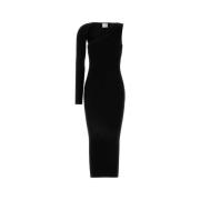 Elegante Zwarte Viscose Blend Jurk Courrèges , Black , Dames