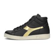 Retro High-Top Sneakers met Gouden Accenten Diadora , Black , Dames