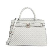 Witte leren schoudertas met gouden details Guess , White , Dames