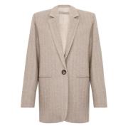 Grijze Verticale Streep Blazer Vrouwen D.Exterior , Gray , Dames