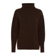 Hoge Hals Pullover Sweater Hot Fudge Soaked in Luxury , Brown , Dames