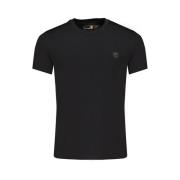 Zwart Katoenen Heren T-shirt Slim Fit Timberland , Black , Heren