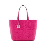 Fuchsia Leren Shopper Tas Armani Exchange , Pink , Dames