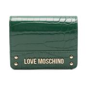 Groene Krokodil Effect Portemonnee Love Moschino , Green , Dames