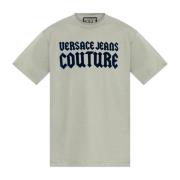 T-shirt met fluwelen logo Versace Jeans Couture , Gray , Heren