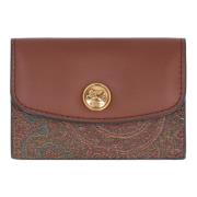 Paisley Jacquard Portemonnee met Leren Details Etro , Brown , Dames