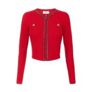 Rode Vest met Metalen Kettingdetail Elisabetta Franchi , Red , Dames