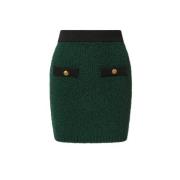 Tweed Rok met Gouden Crest Knopen Veronica Beard , Green , Dames