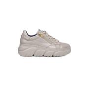 Dames sneakers in lak met veters en rits Callaghan , Beige , Dames