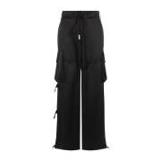 Zwarte Cargo Broek met Grosgrain Taille Ann Demeulemeester , Black , D...