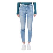 Blauwe Skinny Katoenen Jeans Guess , Blue , Dames