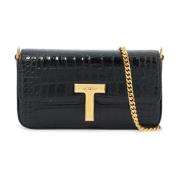 Krokodillenprint Leren Mini Tas Tom Ford , Black , Dames