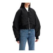 Boxy Nylon Bomber Jacket Agolde , Black , Dames