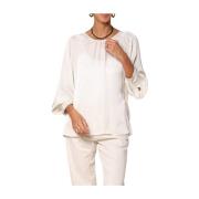 Elegante Viscose Winter Shirt Carla Mason's , White , Dames