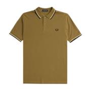 Bruin Gestreept Polo Shirt met Contrast Fred Perry , Brown , Heren