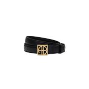 Monogram riem met gouden logogesp Anine Bing , Black , Dames