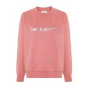 Roze Sweater Jersey Geborduurd Logo Carhartt Wip , Pink , Dames