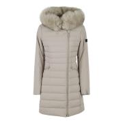 Gewatteerde Lange Bontmantel Peuterey , Beige , Dames