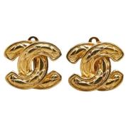 Pre-owned Metal earrings Chanel Vintage , Yellow , Dames