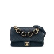 Pre-owned Leather chanel-bags Chanel Vintage , Blue , Dames