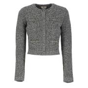 Grijze Wollen Trui met Strass-Knopen Elisabetta Franchi , Gray , Dames