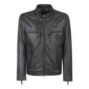 Zwarte Biker Leren Jas Carlos Blauer , Black , Heren