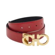 Klassieke Leren Riem voor Mannen Salvatore Ferragamo , Red , Dames