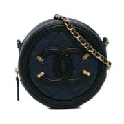 Pre-owned Leather shoulder-bags Chanel Vintage , Blue , Dames